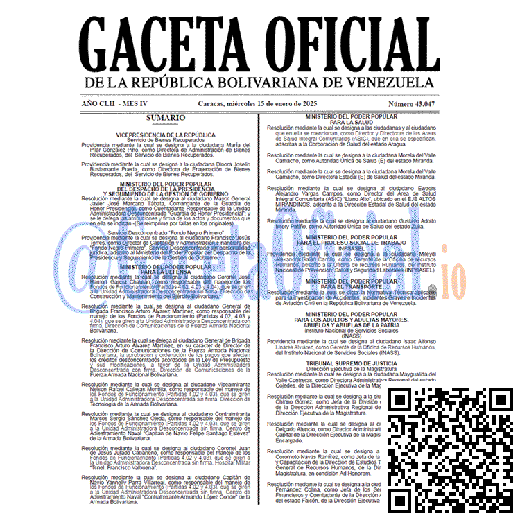 Venezuela Gaceta Oficial 43047 del 15 enero 2025 Gaceta Oficial, Gaceta 43047, Gaceta 43047 HD, Gaceta #43047, Gaceta Oficial Venezuela #43047