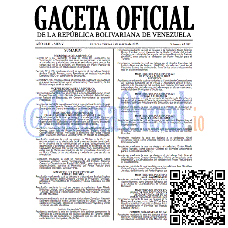 Venezuela Gaceta Oficial 43082 del 7 marzo 2025 Gaceta Oficial, Gaceta 43082, Gaceta 43082 HD, Gaceta #43082, Gaceta Oficial Venezuela #43082