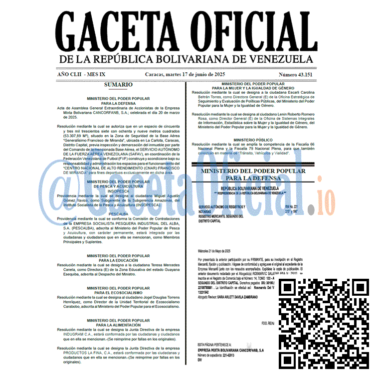 Venezuela Gaceta Oficial 43151 del 17 junio 2025 Gaceta Oficial, Gaceta 43151, Gaceta 43151 HD, Gaceta #43151, Gaceta Oficial Venezuela #43151