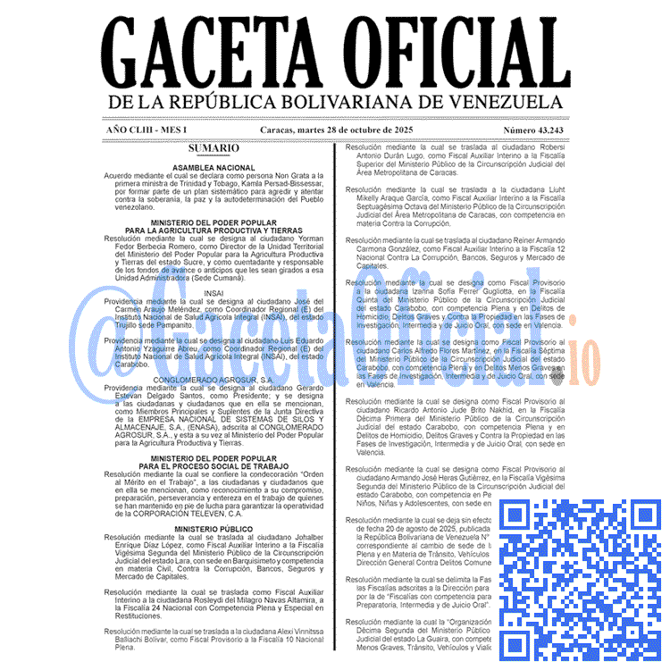 Gaceta Oficial, Gaceta 43243, Gaceta 43243 HD, Gaceta #43243, Gaceta Oficial Venezuela #43243