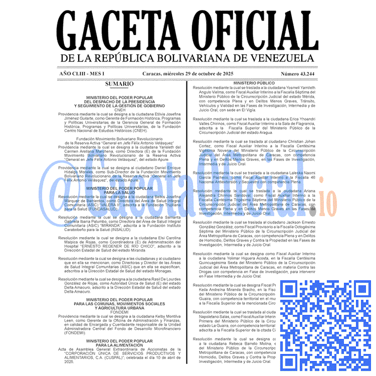 Gaceta Oficial, Gaceta 43244, Gaceta 43244 HD, Gaceta #43244, Gaceta Oficial Venezuela #43244