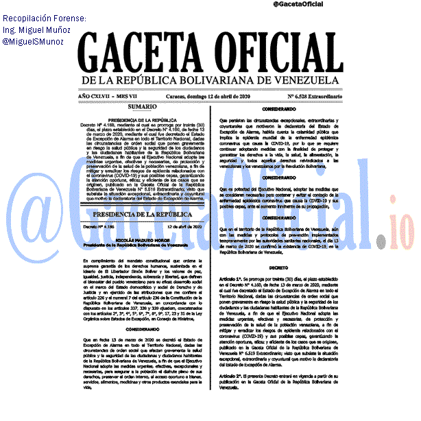 Gaceta Oficial 6528 2020-04-12 Gaceta Oficial 6528 del 12 abril 2020