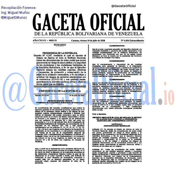 Gaceta Oficial 6554 2020-07-10 Gaceta Oficial 6554 del 10 julio 2020