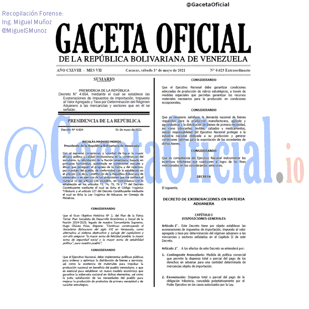 Gaceta Oficial 6623 2021-05-01 Gaceta Oficial 6623 del 1 mayo 2021
