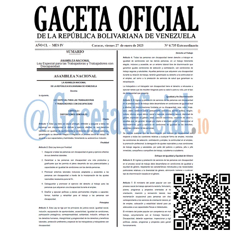 Gaceta Oficial, Gaceta 6735, Gaceta 6735 HD, Gaceta #6735, Gaceta Oficial Venezuela #6735